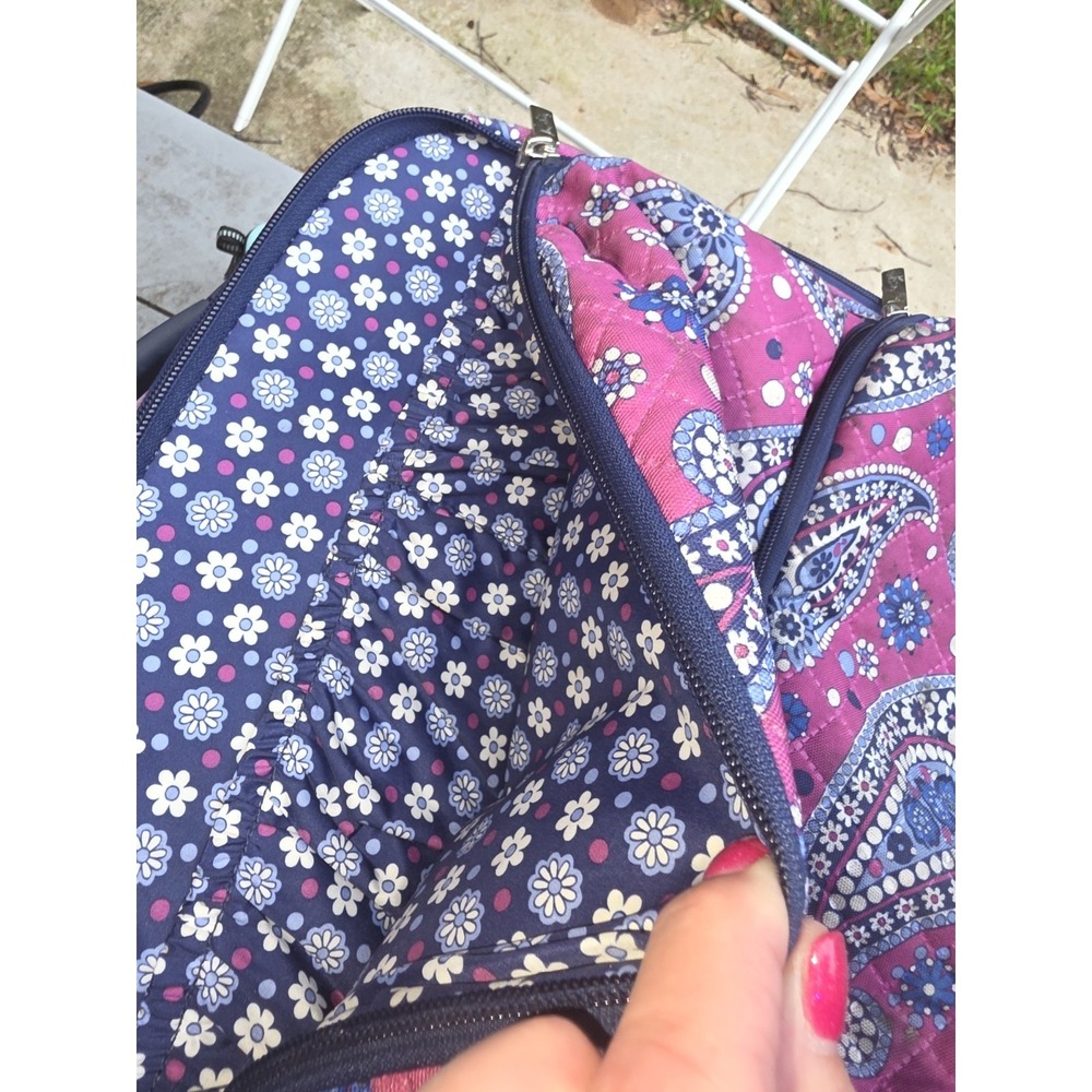 Vera Bradley Rolling Suitcase Lge Paisley Quilted Expandable See Pics Flaws - Picture 10 of 13